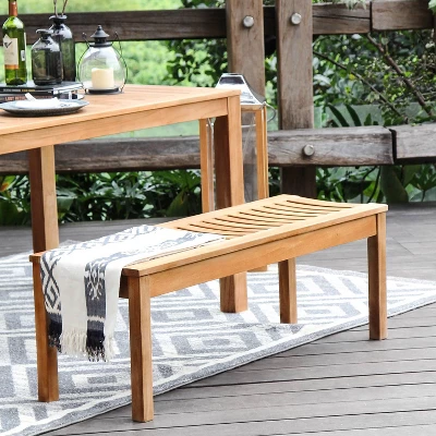 Chester Outdoor Teak Wood Backless Bench - Cambridge Casual 4 Chester Outdoor Teak Wood Backless Bench - Cambridge Casual - Image 2