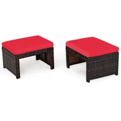 Costway 2PCS Patio Rattan Ottoman Cushioned Seat Foot Rest Furniture TurquoiseRedWhite -Crosley Shop GUEST 6a008e0f d13e 48f5 a96b de7e5e13e5c3