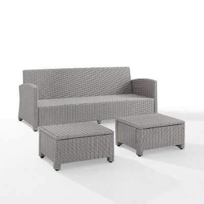 Bradenton 3pc Outdoor Wicker Sofa & 2 Ottoman Set - Gray/Gray - Crosley 10 Bradenton 3pc Outdoor Wicker Sofa & 2 Ottoman Set - Gray/Gray - Crosley - Image 8