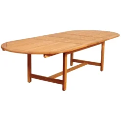 Noah 9pc Teak Wood Wicker Double-Extendable Oval Patio Dining Set - International Home Miami