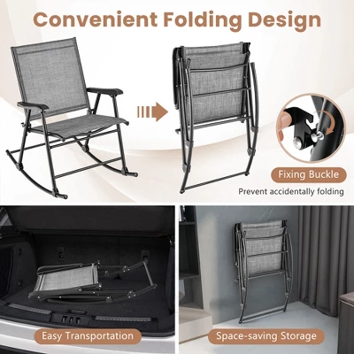 Costway 2pcs Patio Folding Rocking Chair Heavy-Duty Metal Frame Rockers Outdoor 9 Costway 2pcs Patio Folding Rocking Chair Heavy-Duty Metal Frame Rockers Outdoor - Image 7