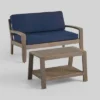 2pc Grenada Acacia Wood Patio Chat Set With Sunbrella Cushions Gray/Navy - Christopher Knight Home 1 2pc Grenada Acacia Wood Patio Chat Set With Sunbrella Cushions Gray/Navy - Christopher Knight Home -Crosley Shop GUEST 6aa0fc17 297b 4d5f 8f60 287aca2bfee9