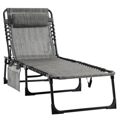 Outsunny Reclining Chaise Lounge Chair, Portable Sun Lounger, Folding Camping Cot, With Adjustable Backrest And Removable Pillow, For Patio, Garden, Beach 10 Outsunny Reclining Chaise Lounge Chair, Portable Sun Lounger, Folding Camping Cot, With Adjustable Backrest And Removable Pillow, For Patio, Garden, Beach - Image 8