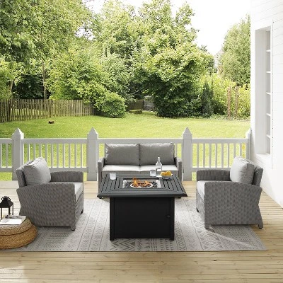 Bradenton 4pc Wicker Seating Set With Fire Table - Crosley 8 Bradenton 4pc Wicker Seating Set With Fire Table - Crosley - Image 6
