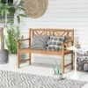 Costway Patio Acacia Wood 2-Person Slatted Bench Outdoor Loveseat Chair Garden Natural