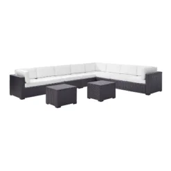 Biscayne 7pc Outdoor Wicker Sectional Set With 2 Coffee Tables & 3 Corner Seats White - Crosley -Crosley Shop GUEST 6bc8e41f b4f5 42bc a22b 246875694a79