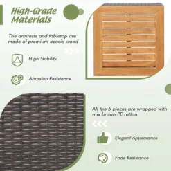 Costway 5PCS Patio Rattan Furniture Set Sofa Ottoman Cushioned Table W/Wood Top 17 Costway 5PCS Patio Rattan Furniture Set Sofa Ottoman Cushioned Table W/Wood Top -Crosley Shop GUEST 6bdb9298 e086 4ba4 89a8 fd0ec979c050