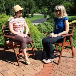 Sunnydaze Decor Sunnydaze Outdoor Meranti Wood With Teak Oil Finish Modern Rustic Patio Dining Arm Chair - Brown - 2pk -Crosley Shop GUEST 6bea2eed f0e6 4856 addf 875c7bd89614