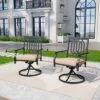 5pc 37" Wooden Top Patio Table With 4 Swivel Rocking Chairs - Captiva Designs