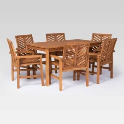 7pc Slatted Chevron Acacia Patio Dining Set - Saracina Home -Crosley Shop GUEST 6c5a38cb 01f2 4a50 903c b27f64f7a8ce