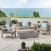 Amata 5pc Aluminum Chat Set With Fire Pit And Tank Holder - Silver/Khaki/Dark Gray - Christopher Knight Home -Crosley Shop GUEST 6cc51ae2 8dc0 47cd 9960 9158ac378d7a