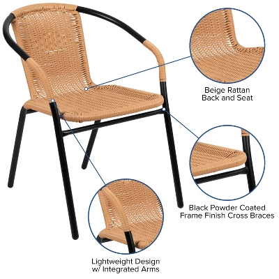 Emma And Oliver 2 Pack Rattan Indoor-Outdoor Restaurant Stack Chair With Curved Back 14 Emma And Oliver 2 Pack Rattan Indoor-Outdoor Restaurant Stack Chair With Curved Back - Image 12