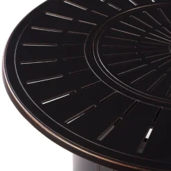 5pc Outdoor Set With 44" Round Aluminum Fire Table Set With 4 Swivel Rocking Chairs & Wind Blocker Lid - Oakland Living -Crosley Shop GUEST 6d6c700a 7ea2 4658 9d62 928b859a2601 1