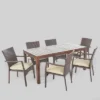 Geelong 7pc Acacia Wood & Wicker Patio Dining Set - Brown - Christopher Knight Home -Crosley Shop GUEST 6e2dbd16 0d0e 4fe5 a813 9ffc7bc6b460