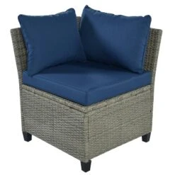 5pc Outdoor Wicker Conversation Set With Cushions - Blue - GODEER -Crosley Shop GUEST 6e8a4bde 70b7 40e5 a74e 0abd711b0a5b