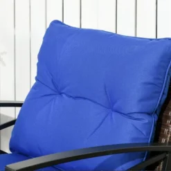 Outsunny 3 Piece Rocking Bistro Set, Outdoor Wicker Patio Furniture, 2 Porch Rockers, Table, Tufted Cushions, Conversation Set, Dark Blue -Crosley Shop GUEST 6f04c996 d7f8 469d bd87 7d40318f006c