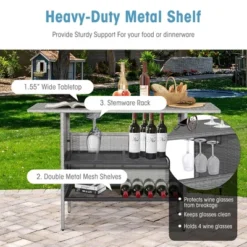 Costway Patio Rattan Wicker Bar Height Counter Table Storage Shelf Rail Garden Mix Gray -Crosley Shop GUEST 6f327ef9 20fd 44cc b574 65fcc0d7e658