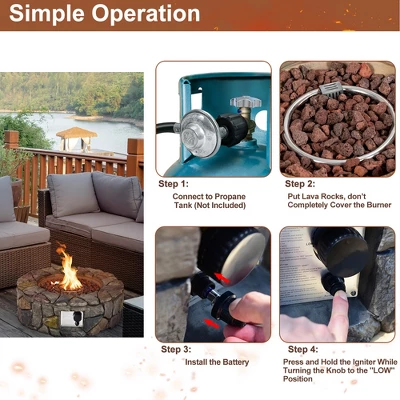 Costway 7PCS Patio Wicker Furniture Set Gas Fire Pit Sofa Side Table Cushioned 6 Costway 7PCS Patio Wicker Furniture Set Gas Fire Pit Sofa Side Table Cushioned - Image 4