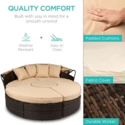 Best Choice Products 5-Piece Modular Patio Wicker Daybed Sectional W/ Adjustable Seats, Retractable Canopy -Crosley Shop GUEST 70adb8ca 1525 4ef9 a5b6 941d3ffa2724