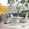 4pc Wicker Adjustable Patio Seating Set With Cushions - Natural/Gray - GODEER -Crosley Shop GUEST 70c34eb7 8186 4267 8ae6 6fe4116d56a6