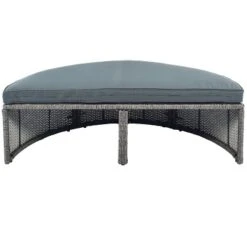 2pc Outdoor Wicker Conversation Sectional Set With Cushions & Half-Moon Side Table For Umbrella - Gray - GODEER -Crosley Shop GUEST 7132adf6 5dfe 4588 8be9 5b90382dac5f