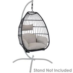 Sunnydaze Decor Sunnydaze Outdoor Resin Wicker Patio Oliver Lounge Hanging Basket Egg Chair Swing With Cushions And Headrest - Gray - 2pc -Crosley Shop GUEST 7155d48a 6e19 4e32 9369 4f482c2931ff