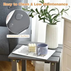 Costway 3PCS Patio Adirondack Chair Side Table Set Solid Wood Garden Deck Grey -Crosley Shop GUEST 719a6722 428e 482e 8491 d63c31957834