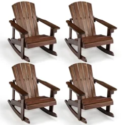Tangkula 4PCS Kid Adirondack Rocking Chair Outdoor Solid Wood Slatted Seat Backrest -Crosley Shop GUEST 721e6c7a 19d7 484b b79a c378c992839a