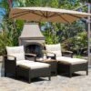 Costway 5PCS Patio Rattan Furniture Set Sofa Ottoman Cushioned Table W/Wood Top -Crosley Shop GUEST 7236a950 9d91 477e 9803 98b047e4df66