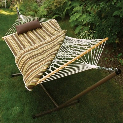 Outdoor Hammock And Stand Set - Beige/Brown/Off-White Stripe 3 Outdoor Hammock And Stand Set - Beige/Brown/Off-White Stripe