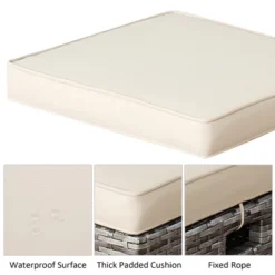 Costway 2PCS Patio Rattan Cushioned Ottoman Seat Foot Rest Table -Crosley Shop GUEST 7345cab2 f155 477c 8946 f96b5cfc489e