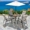 Costway Patiojoy 5pcs Patio Dining Set 4 Stackable Chairs Cushioned Square Glass Table -Crosley Shop GUEST 73d561aa e22b 49a0 b5dc ed33e1c681d5