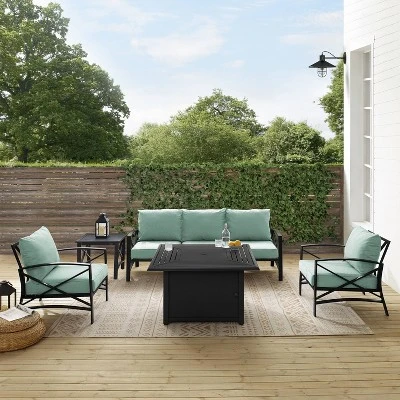 Kaplan 5pc Outdoor Sofa Set With Fire Table - Mist - Crosley 10 Kaplan 5pc Outdoor Sofa Set With Fire Table - Mist - Crosley - Image 8