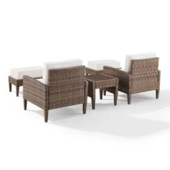 Capella 5pc Outdoor Wicker Conversation Set With Arm Chairs, Ottomans & Side Table - Cream/Brown - Crosley 16 Capella 5pc Outdoor Wicker Conversation Set With Arm Chairs, Ottomans & Side Table - Cream/Brown - Crosley -Crosley Shop GUEST 74b5ce90 4f21 4a43 a3bf 22f6a0f053e4