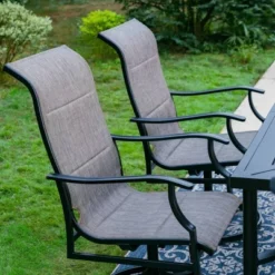 7pc Outdoor Dining Set With With Padded Sling Chairs & Metal Rectangle Table With Umbrella Hole - Captiva Designs -Crosley Shop GUEST 74d38abe f372 4b35 828c 7eef208e4ec8