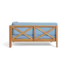 2pc Brava Outdoor Acacia Wood Right Arm Loveseat & Coffee Table With Cushion Teak/Blue - Christopher Knight Home 17 2pc Brava Outdoor Acacia Wood Right Arm Loveseat & Coffee Table With Cushion Teak/Blue - Christopher Knight Home -Crosley Shop GUEST 7573dab1 e8d2 4c3c 9d61 31f3721182a5