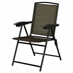 Costway 2PCS Folding Sling Chairs Steel Armrest Patio Camping W/Adjustable Back -Crosley Shop GUEST 7586f108 b748 46b3 b47c 278005764a1e