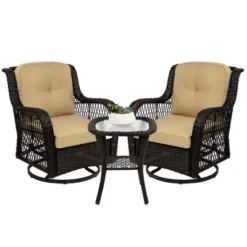 Best Choice Products 3-Piece Patio Wicker Bistro Furniture Set W/ 2 Cushioned Swivel Rocking Chairs, Side Table -Crosley Shop GUEST 75b345cd c672 49e7 b9cb 87bbed49d094