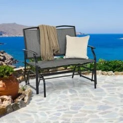 Costway Patio Glider Rocking Bench Double 2 Person Chair Loveseat Garden GreyBlack -Crosley Shop GUEST 76b07c62 7495 4c04 b495 7e04f0ff44ed