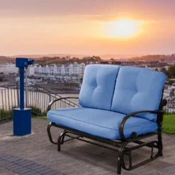 Costway Glider Outdoor Patio Rocking Bench Loveseat Cushioned Seat Steel Frame Blue 17 Costway Glider Outdoor Patio Rocking Bench Loveseat Cushioned Seat Steel Frame Blue -Crosley Shop GUEST 779dadc5 5f47 4249 9326 a7aecbb89fc5