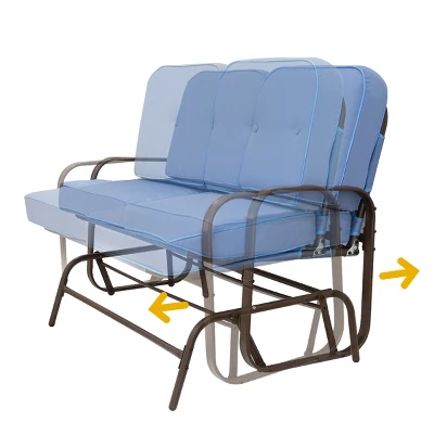 Barton Outdoor 2 Person Rocking Patio Glider Bench Swing Loveseat Seating, Beige 5 Barton Outdoor 2 Person Rocking Patio Glider Bench Swing Loveseat Seating, Beige - Image 3