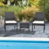 Costway 2PCS Patio PE Wicker Dining Chairs With Soft Zippered Cushion Armchairs Backyard
