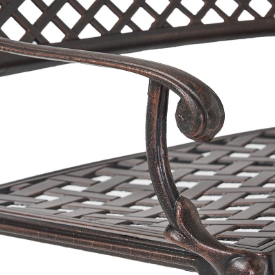 Sebastian Cast Aluminum Patio Sector Bench - Shiny Copper - Christopher Knight Home 9 Sebastian Cast Aluminum Patio Sector Bench - Shiny Copper - Christopher Knight Home - Image 7