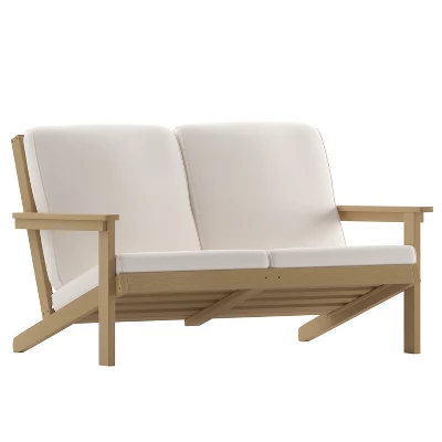Merrick Lane All-Weather Poly Resin Wood Adirondack Style Deep Seat Patio Loveseat With Cushions 13 Merrick Lane All-Weather Poly Resin Wood Adirondack Style Deep Seat Patio Loveseat With Cushions - Image 11