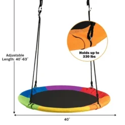 Costway 40" Flying Saucer Tree Swing Indoor Outdoor Play Set Kids Christmas Gift BlueGreen Pink