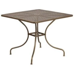 Emma And Oliver Commercial Grade 35.5" Indoor-Outdoor Steel Patio Table With Umbrella Hole -Crosley Shop GUEST 7a32af79 5a0d 46b6 8ff3 8712c70faa30