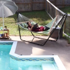 Sunnydaze Decor Sunnydaze Two-Person Quilted Fabric Hammock With Spreader Bars - 450 Lb Weight Capacity -Crosley Shop GUEST 7a72be62 ad82 43a9 ac32 7e2912e415a3