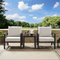 3pc Kaplan Outdoor Seating Set With 2 Chairs & Side Table - Oatmeal - Crosley -Crosley Shop GUEST 7a89a854 753b 4ef7 96df 7d3495d67bef