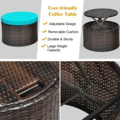 Costway Patio Rattan Daybed Cushioned Sofa Adjustable Table Top Canopy -Crosley Shop GUEST 7a8b6566 8598 4cbe 8412 d42dde785029