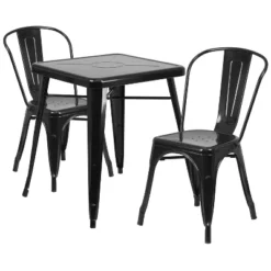 Flash Furniture Commercial Grade 23.75" Square Metal Indoor-Outdoor Table Set With 2 Stack Chairs -Crosley Shop GUEST 7abe6f65 c034 4a7b b8f6 f573b9e874d4